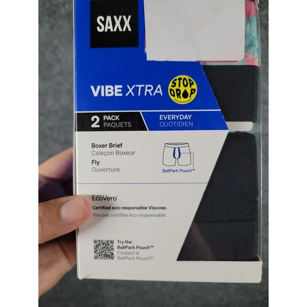SAXX Vibe XTRA Boxer Brief 2 Pack Mens Small Super Soft Moisture Wicking NWT
